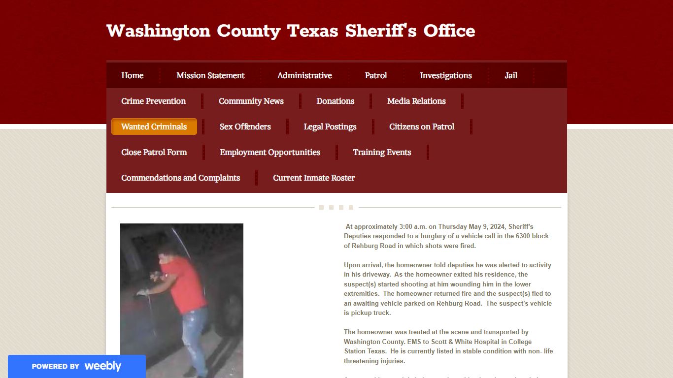 Wanted Criminals - Washington County Texas Sheriff's Office